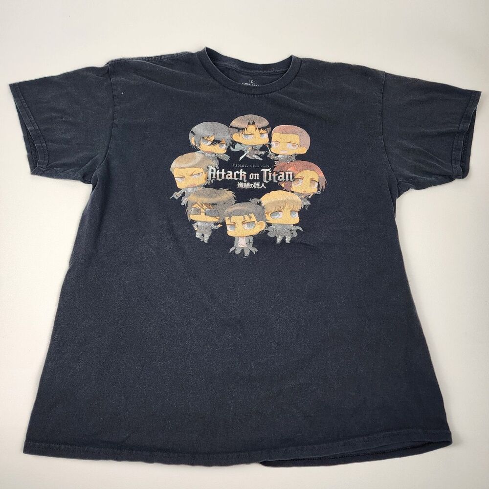 Attack On Titan Chibi Survey Corps Anime Graphic T Shirt Large Black